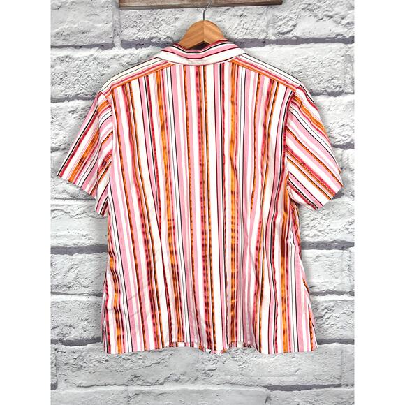 Chico's Women's L Coastal Grandma Academia Metallic Striped Button-Up Blouse - Picture 4 of 10